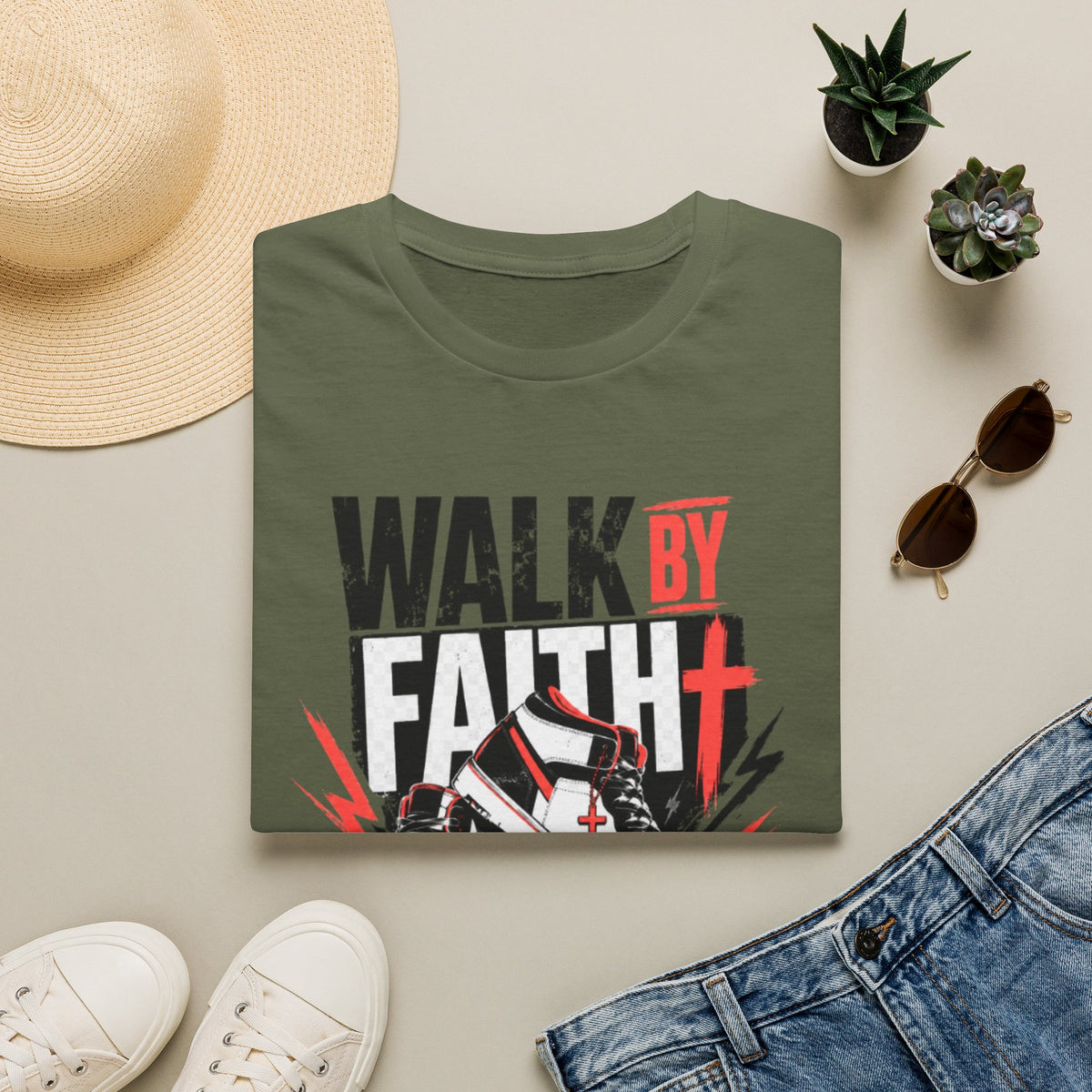 Walk By Faith Graphic T-Shirt | Christian Faith Tee