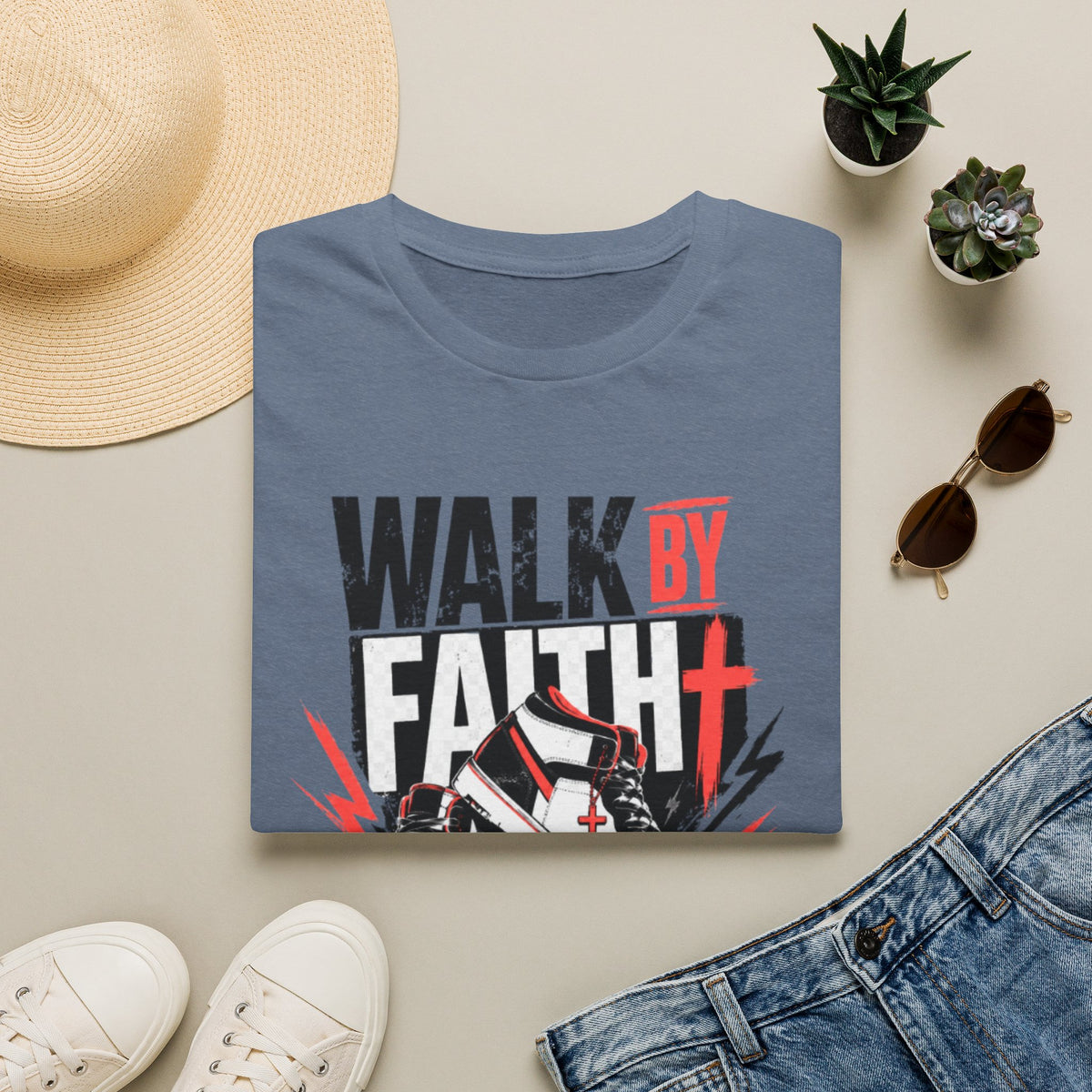 Walk By Faith Graphic T-Shirt | Christian Faith Tee