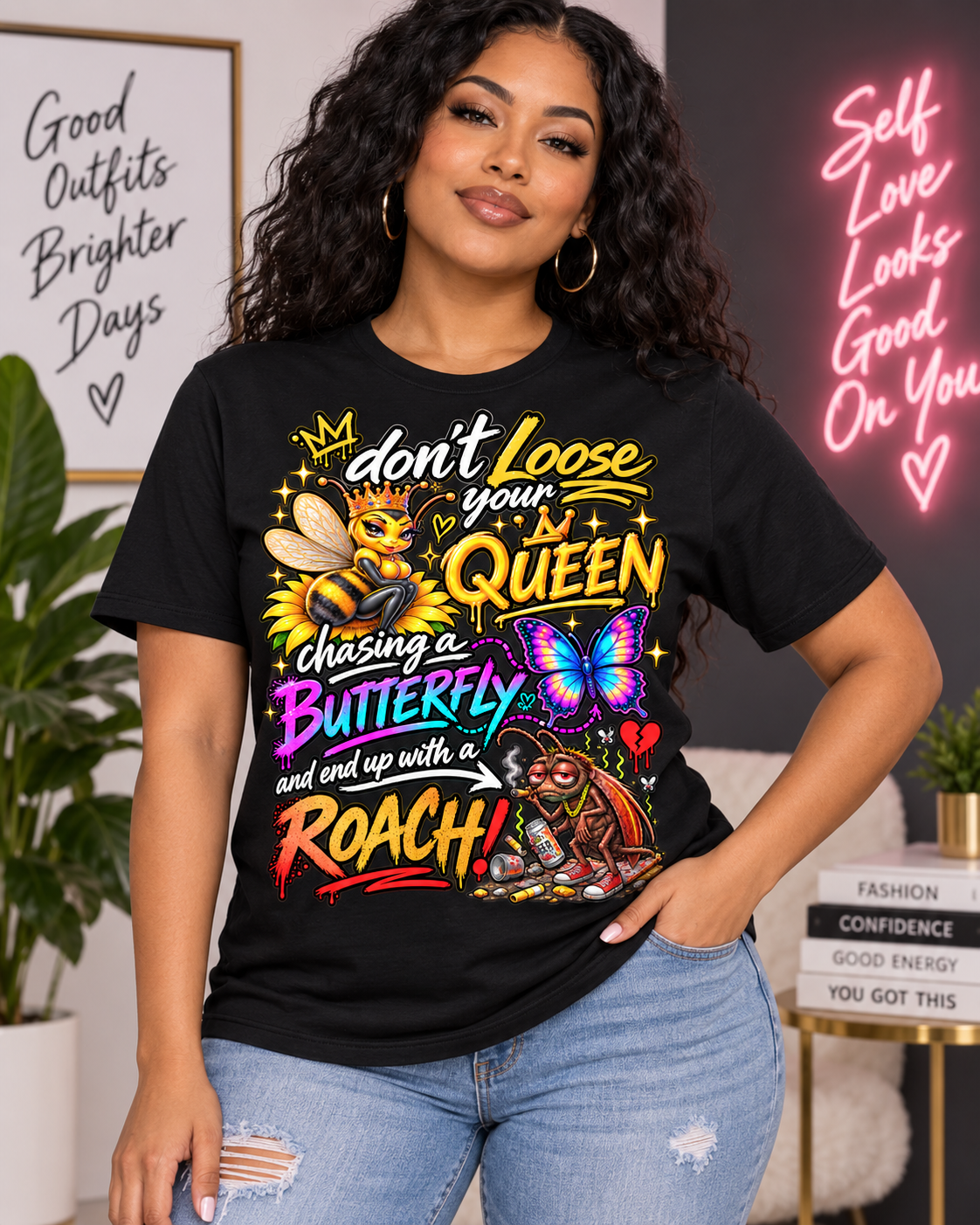 Don't Lose Your Queen Chasing a Butterfly T-Shirt — Funny Couple / Relationship Tee