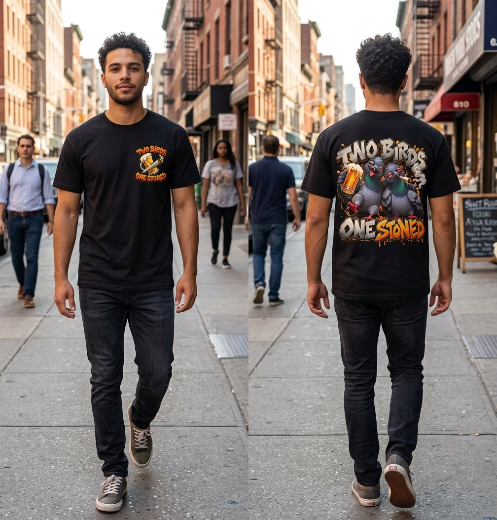 Two Birds One Stoned Graphic T-Shirt
