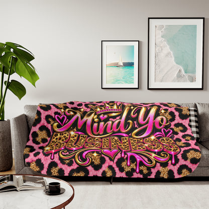 Mind Yo Business Pink Leopard Print Blanket – Sassy Cozy Throw | C2K2 Creations Drip Shop