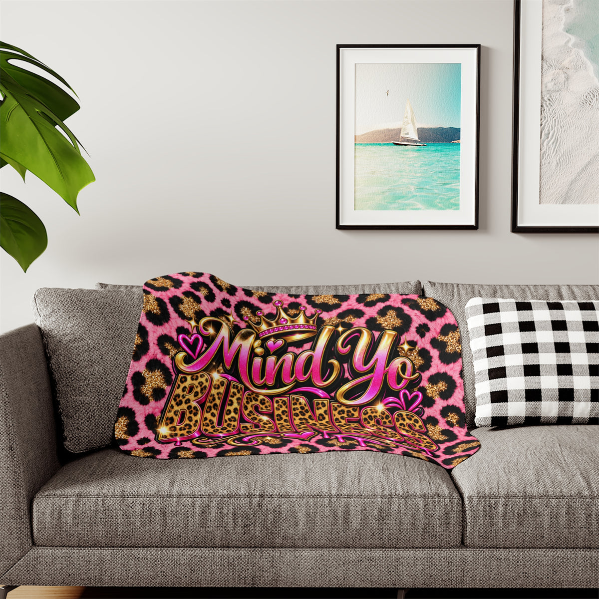 Mind Yo Business Pink Leopard Print Blanket – Sassy Cozy Throw | C2K2 Creations Drip Shop