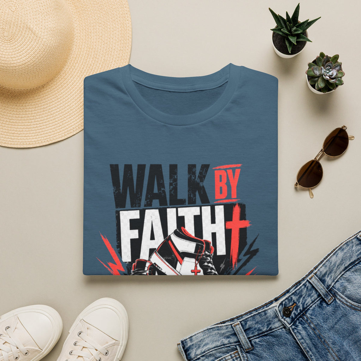 Walk By Faith Graphic T-Shirt | Christian Faith Tee