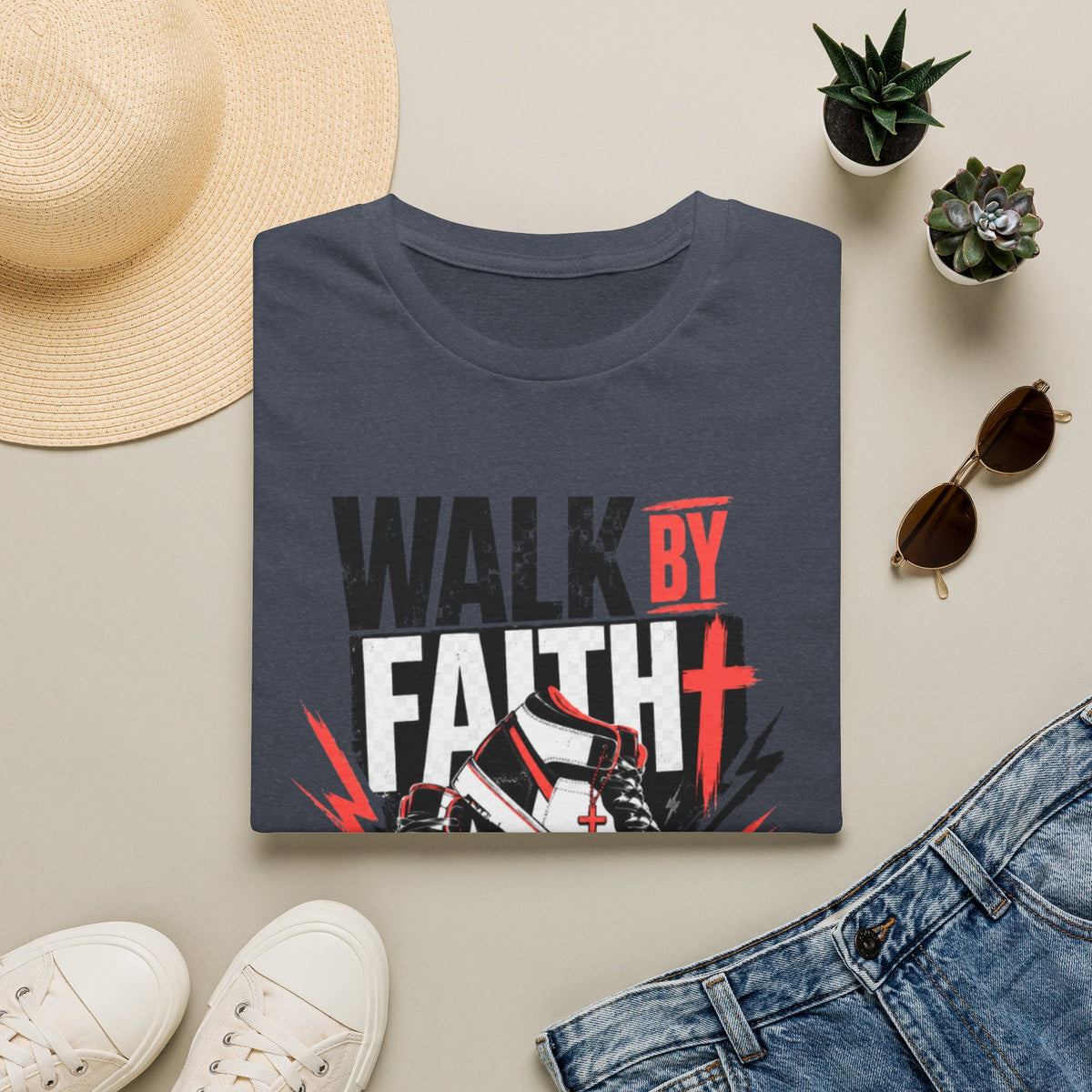 Walk By Faith Graphic T-Shirt | Christian Faith Tee