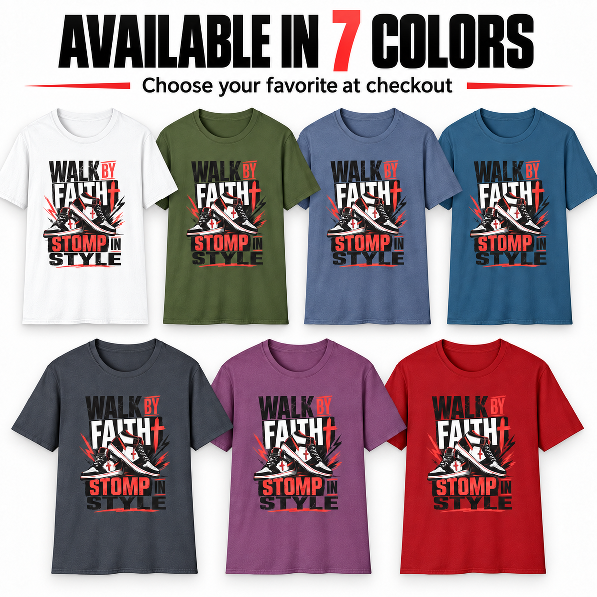 Walk By Faith Graphic T-Shirt | Christian Faith Tee