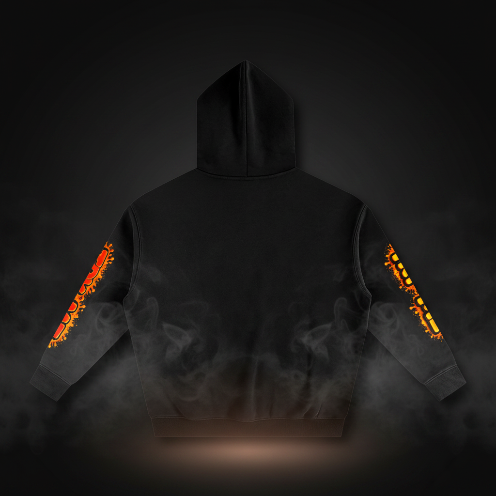 Black God Don’t Play About Me Christian graphic hoodie with colorful front and sleeve designs.
